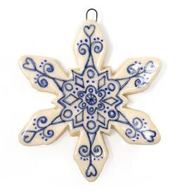 Atomic Girl Pottery Large Whimsical Snowflake Hand-Made Ceramic Christmas Ornament