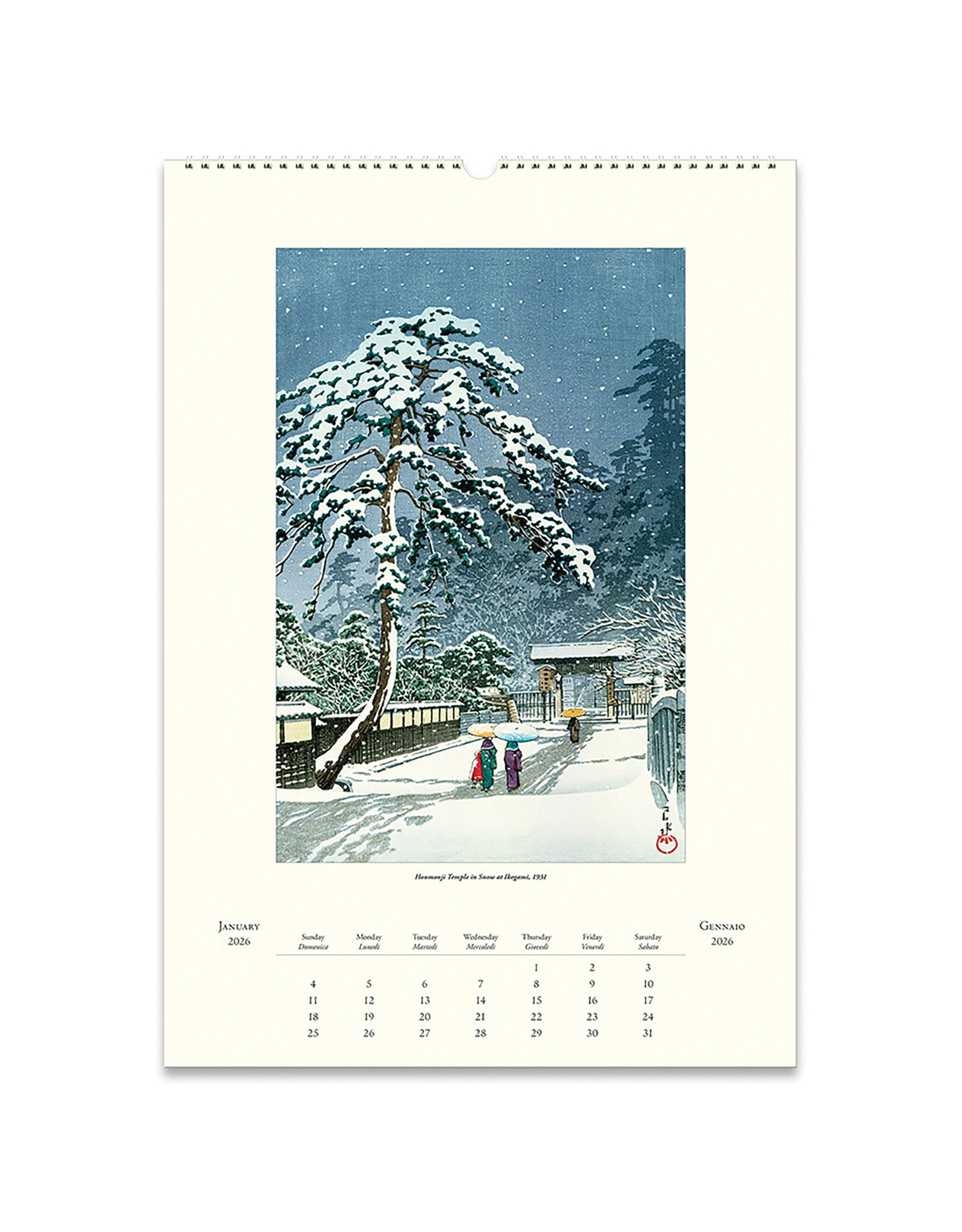 Cavallini Papers & Co. 2026 Wall Calendar Japanese Woodblocks