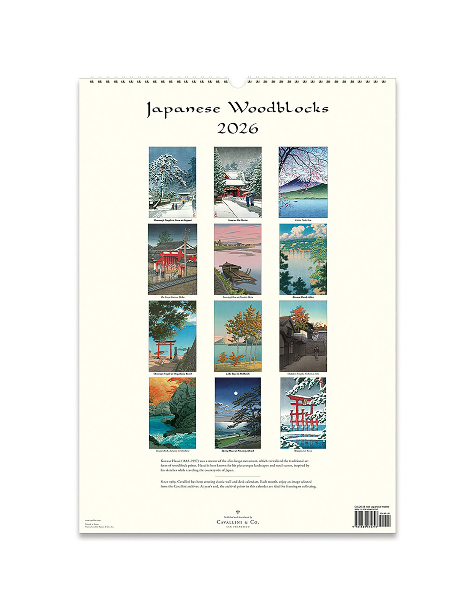 Cavallini Papers & Co. 2026 Wall Calendar Japanese Woodblocks