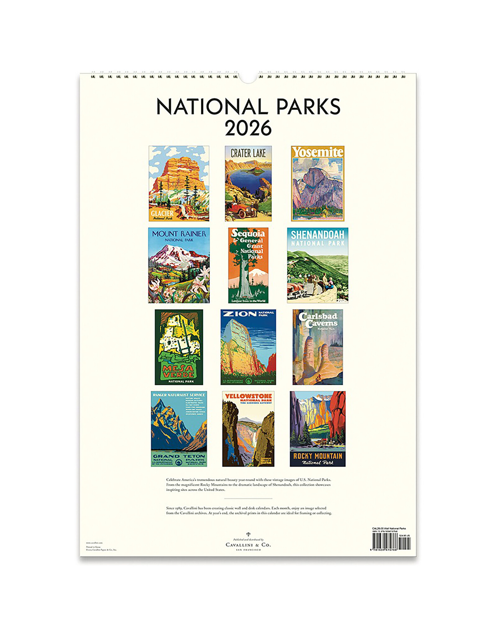 Cavallini Papers & Co. 2026 Wall Calendar National Parks