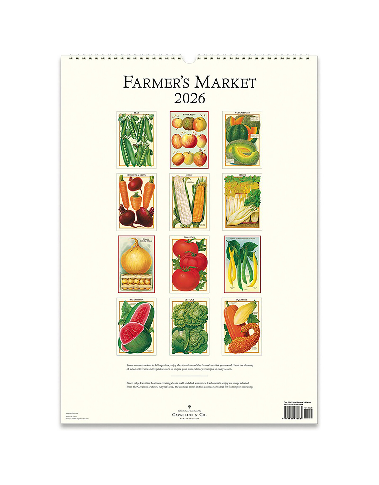 Cavallini Papers & Co. 2026 Wall Calendar Farmer's Market
