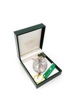 Sterling Tree and Green Connemara Marble Shamrock Brooch in Presentation Box