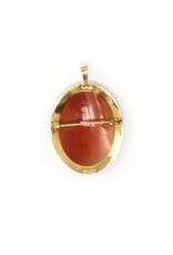 Young Woman with Flowers Cameo Brooch in 18K Gold Setting with Bale