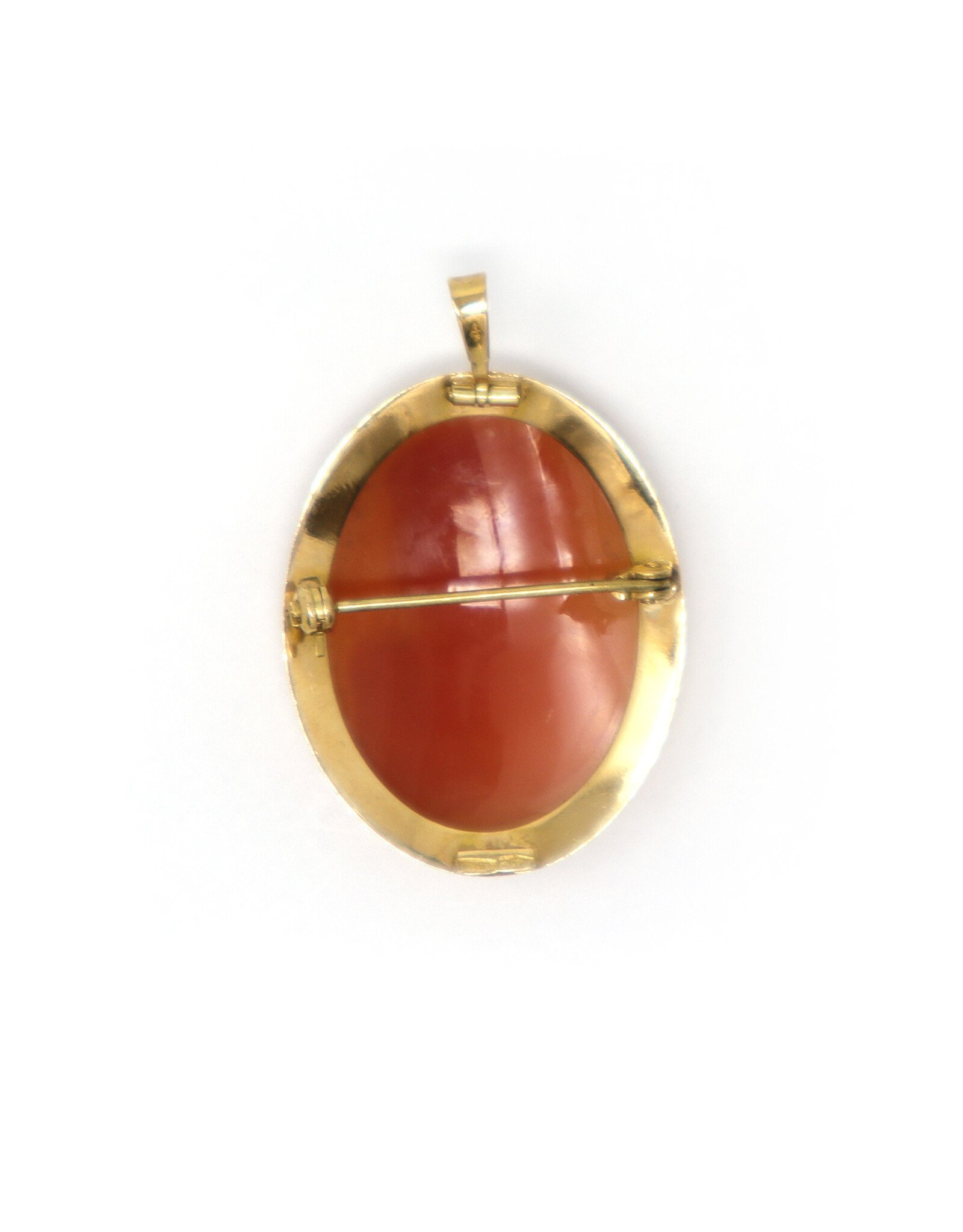 Young Woman with Flowers Cameo Brooch in 18K Gold Setting with Bale