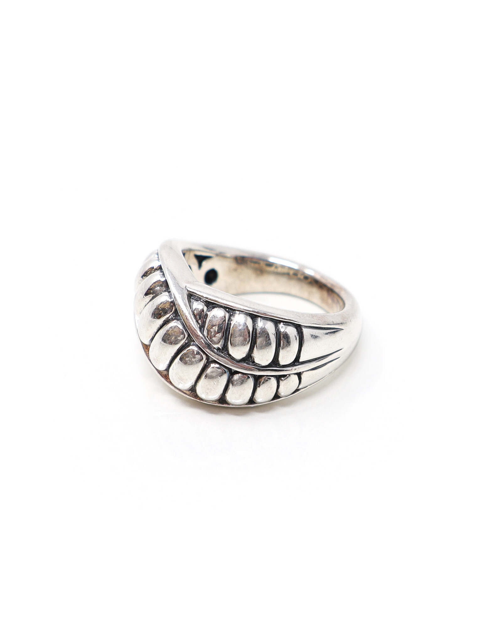 Ridged Sterling Crossover Ring