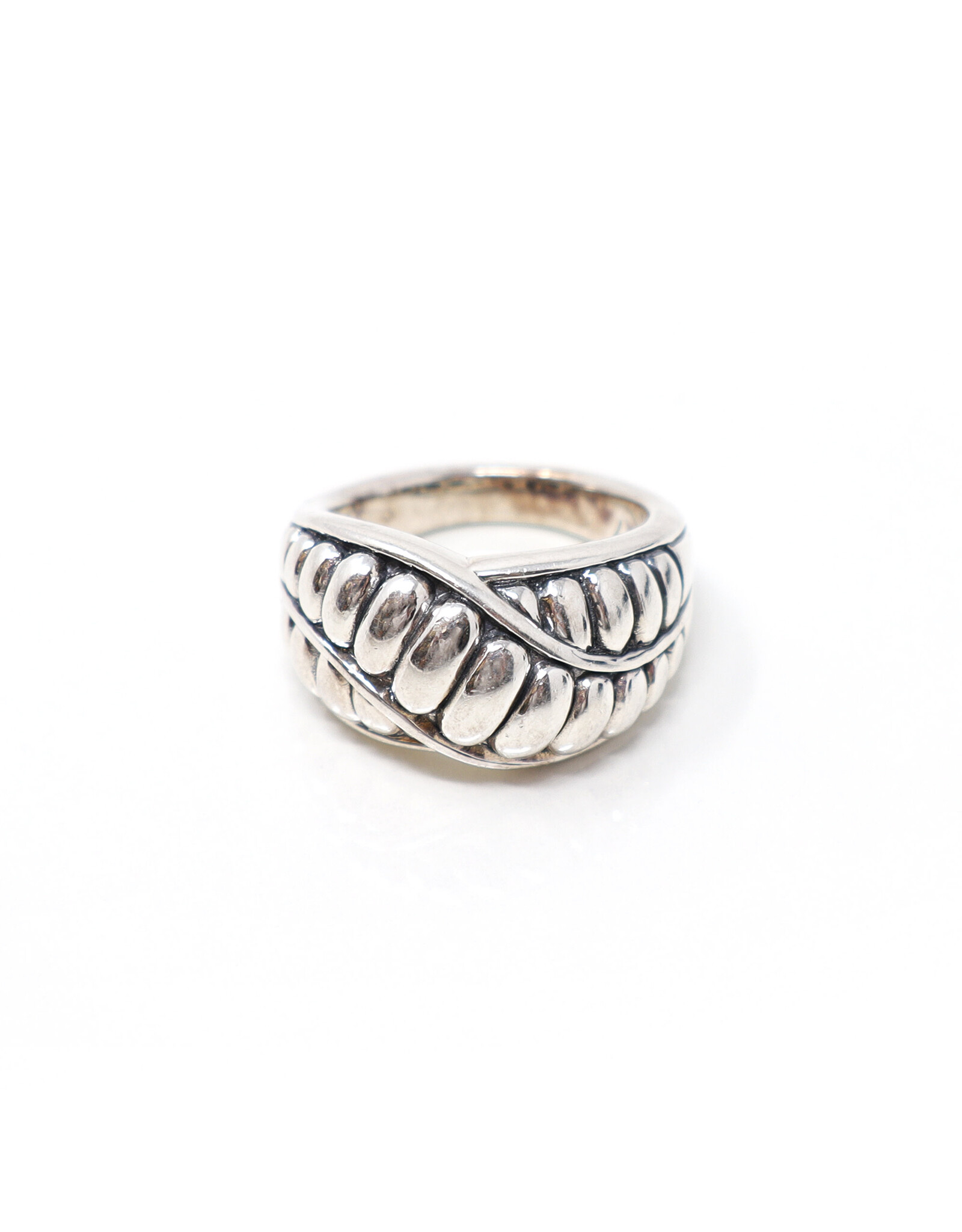 Ridged Sterling Crossover Ring