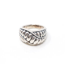 Ridged Sterling Crossover Ring