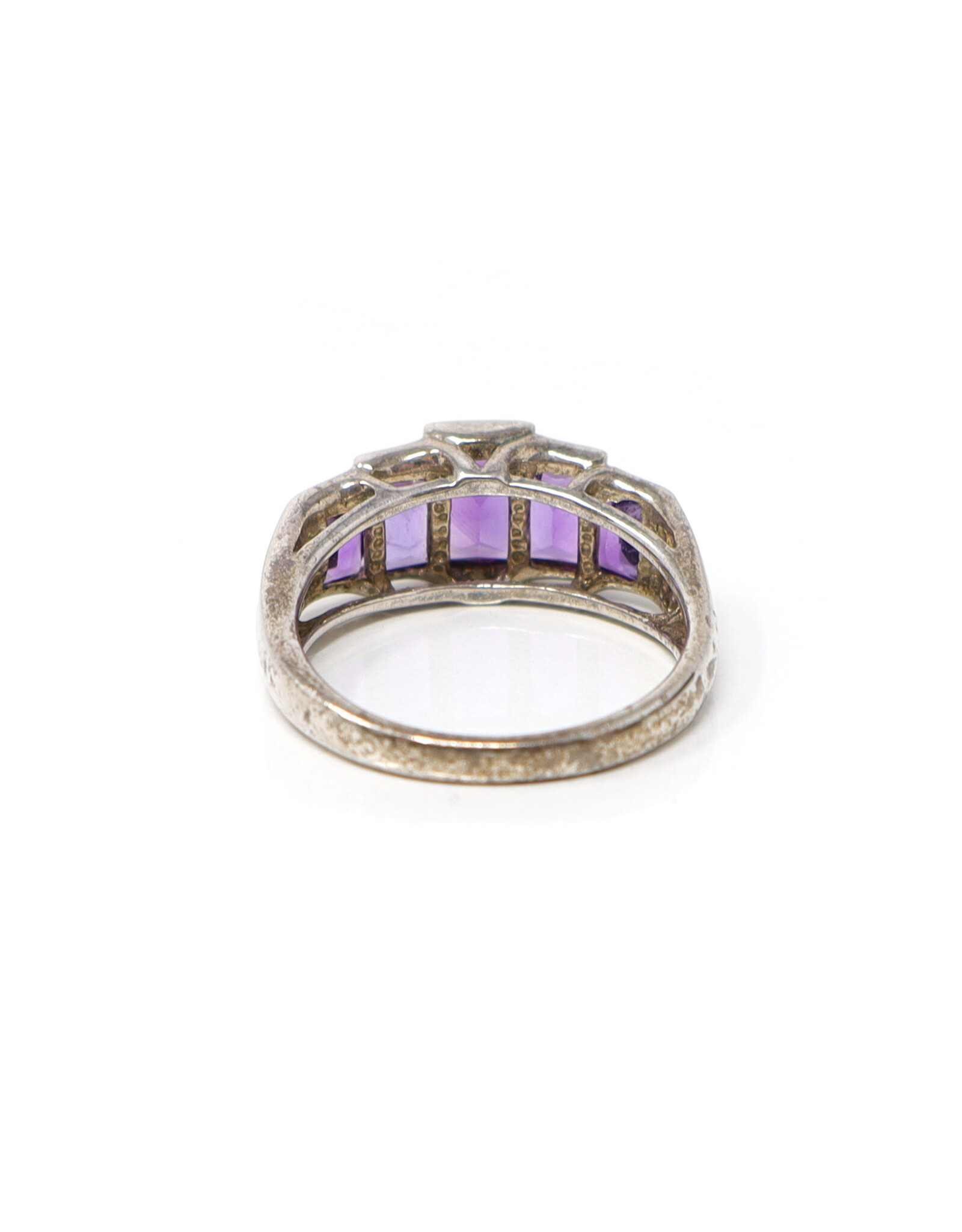 Sterling Ring with 5 Amethyst Baguettes