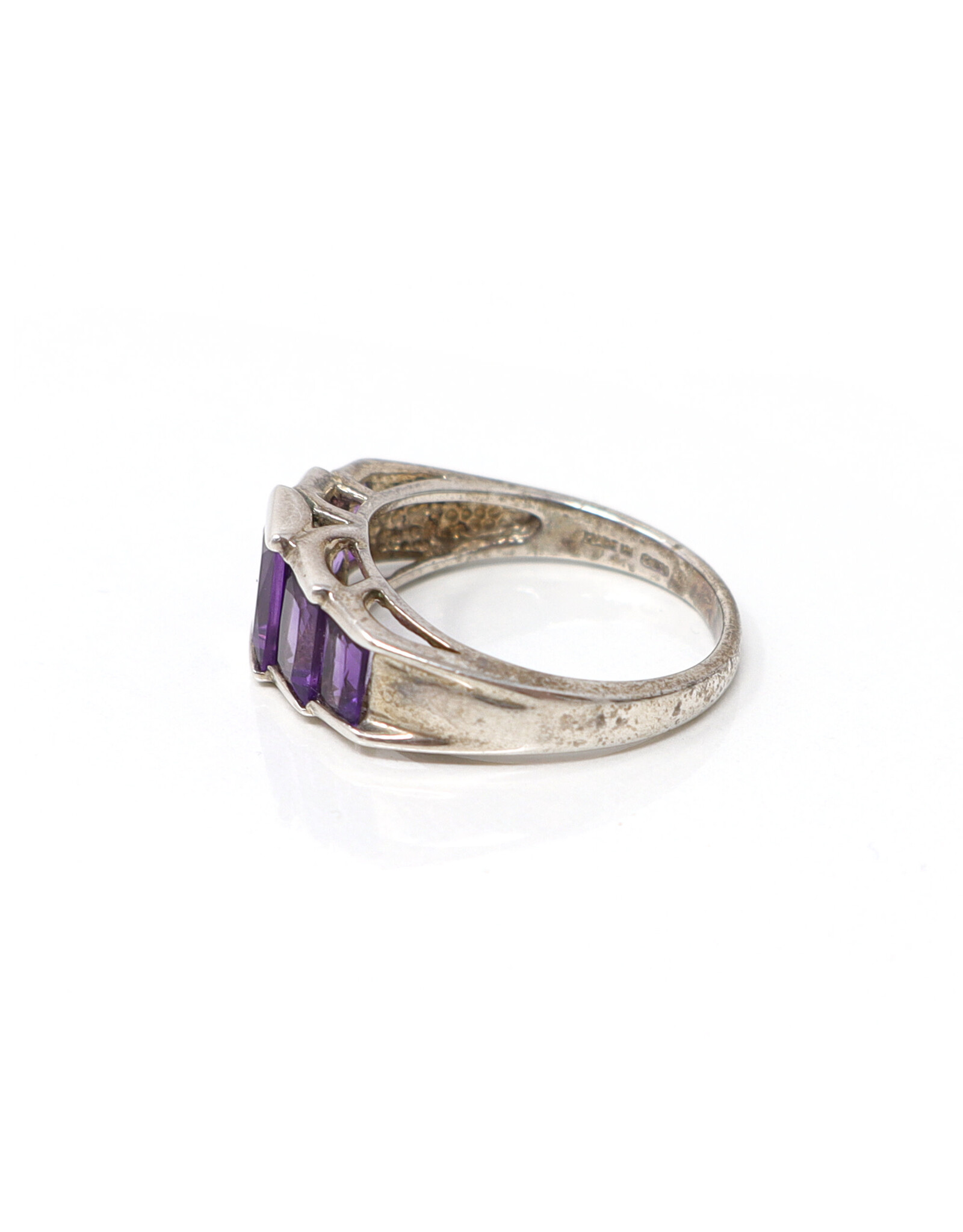 Sterling Ring with 5 Amethyst Baguettes
