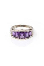 Sterling Ring with 5 Amethyst Baguettes