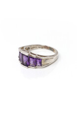 Sterling Ring with 5 Amethyst Baguettes