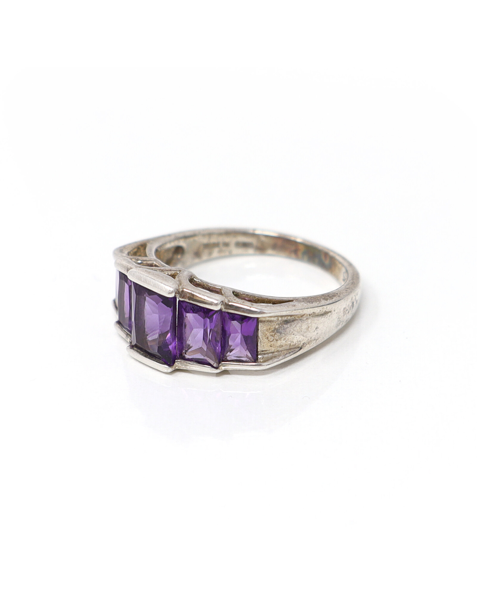 Sterling Ring with 5 Amethyst Baguettes