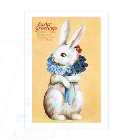 Laughing Elephant Easter Rabbit with Flower Ruff Easter Card