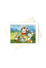 Laughing Elephant Mother Rabbit with Little Rabbits Easter Card