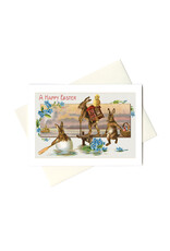 Laughing Elephant Traveling Easter Rabbits Easter Card