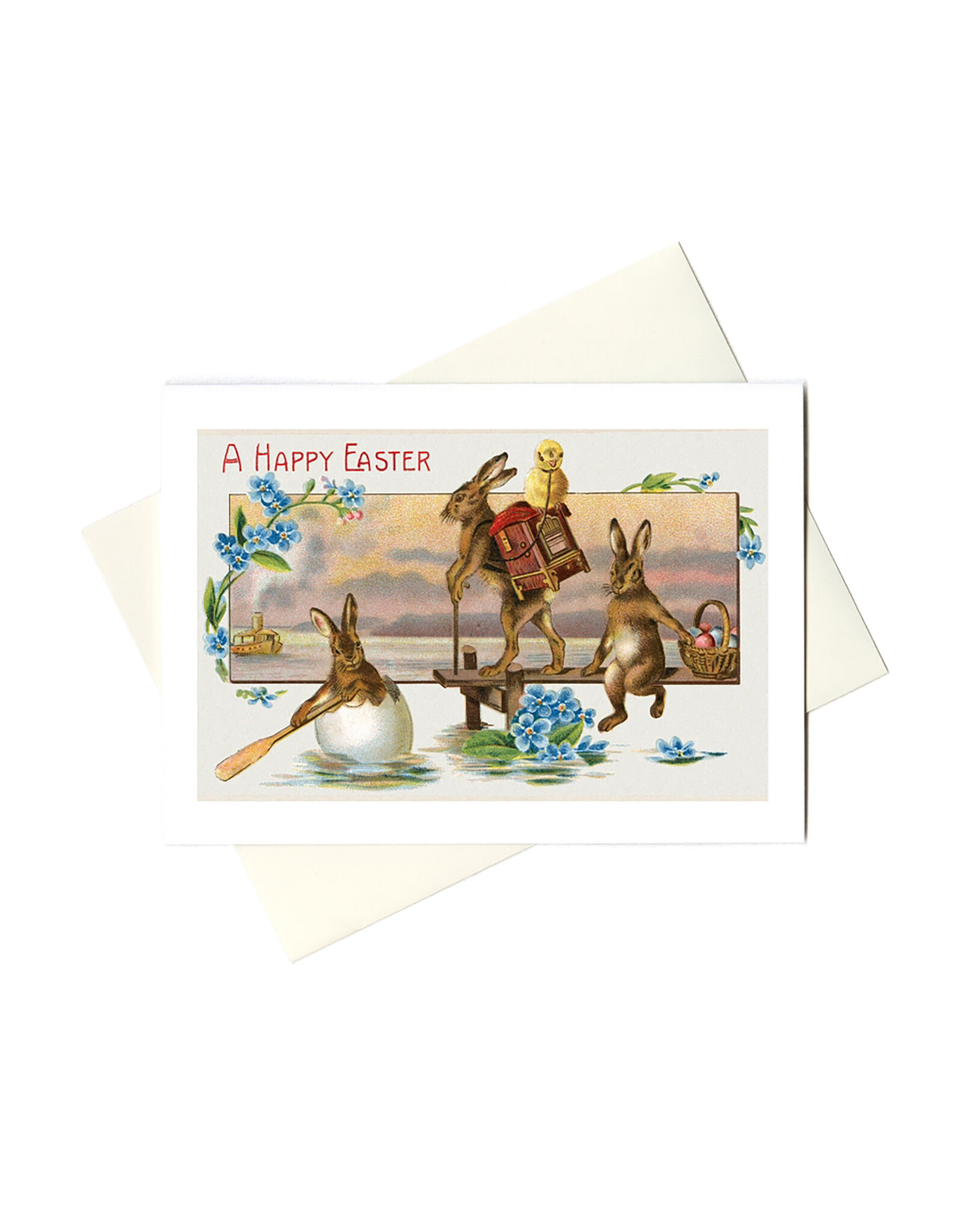 Laughing Elephant Traveling Easter Rabbits Easter Card