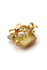Art Enamel Easter Egg Gold-Colored Brooch