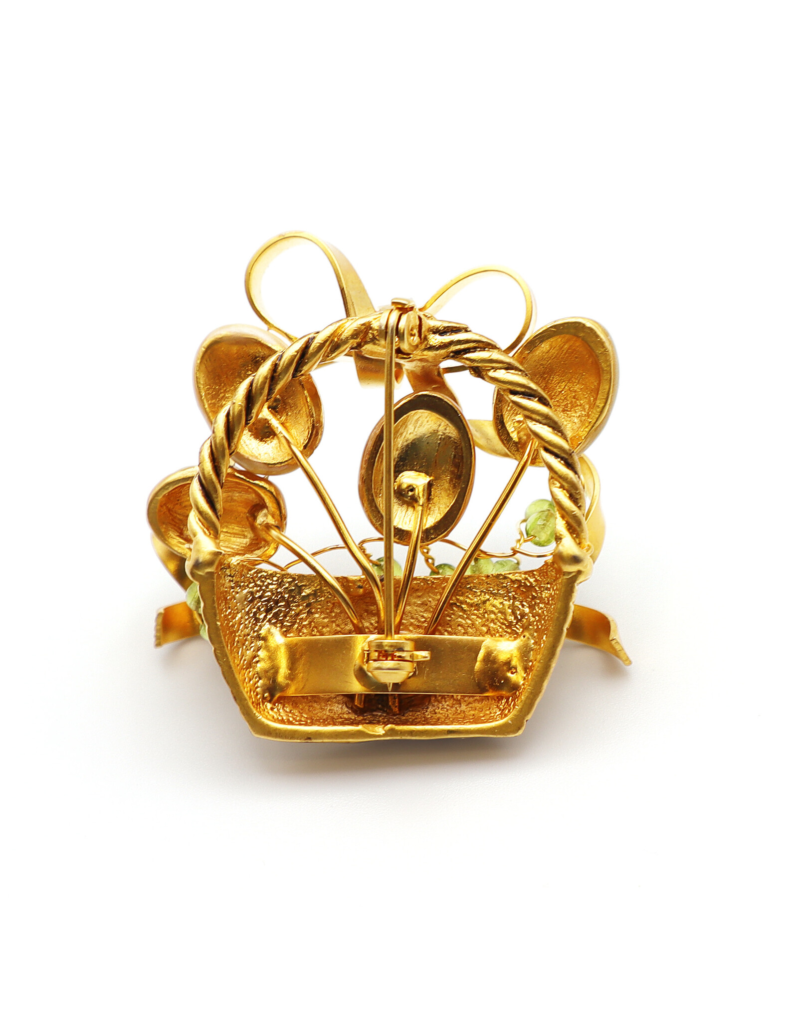 Art Enamel Easter Egg Gold-Colored Brooch