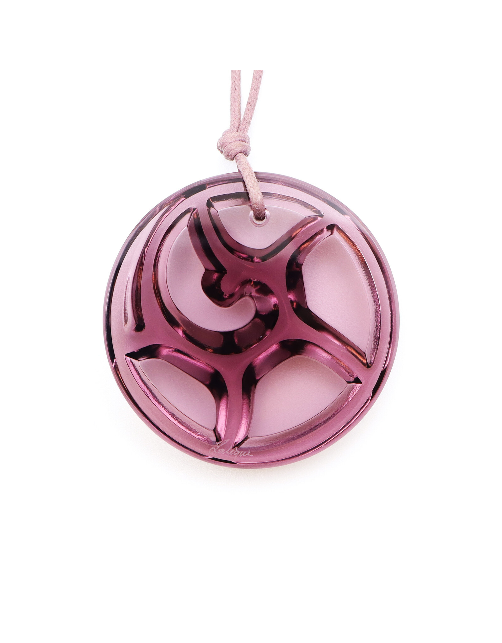 Lalique Tourbillons Purple Crystal Pendant Necklace