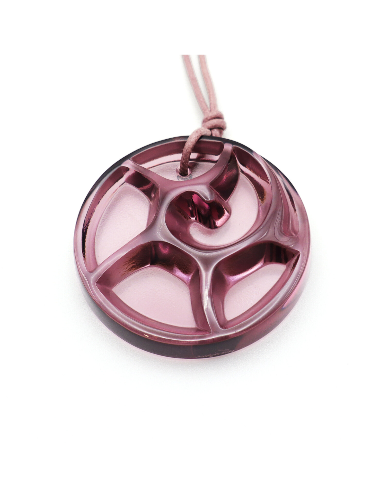 Lalique Tourbillons Purple Crystal Pendant Necklace
