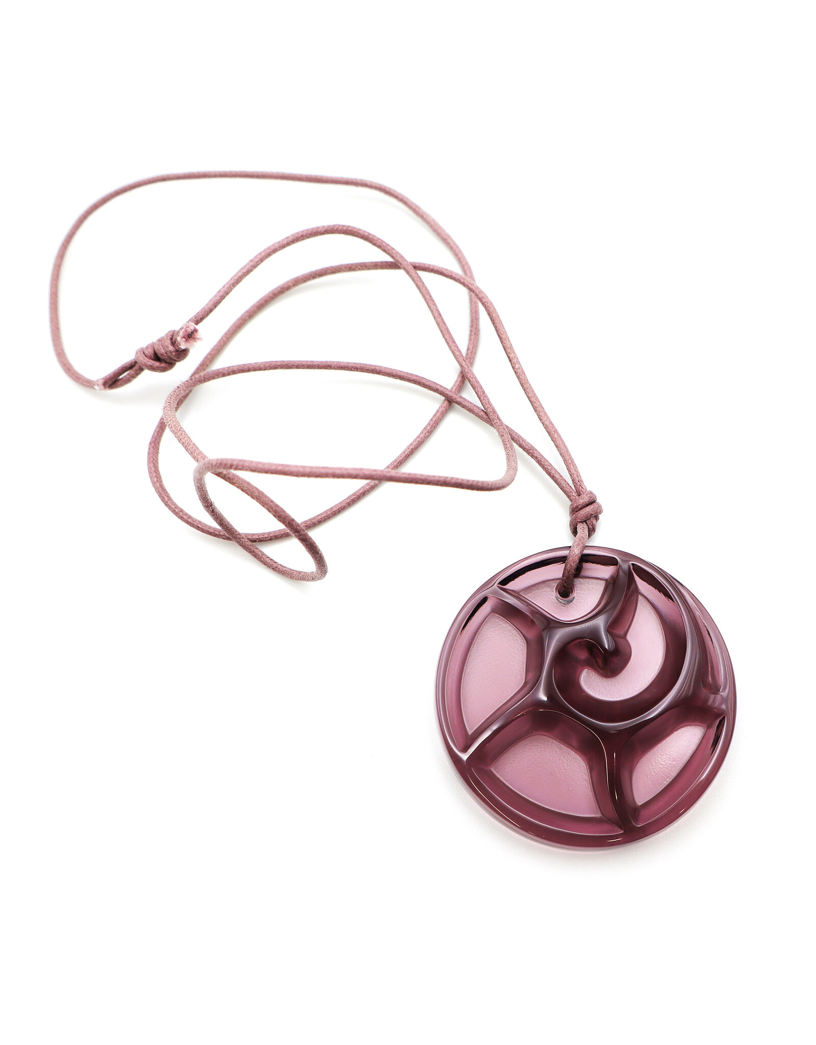 Lalique Tourbillons Purple Crystal Pendant Necklace