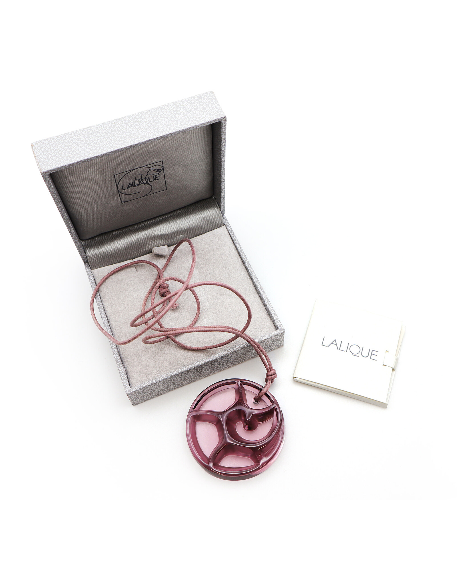 Lalique Tourbillons Purple Crystal Pendant Necklace