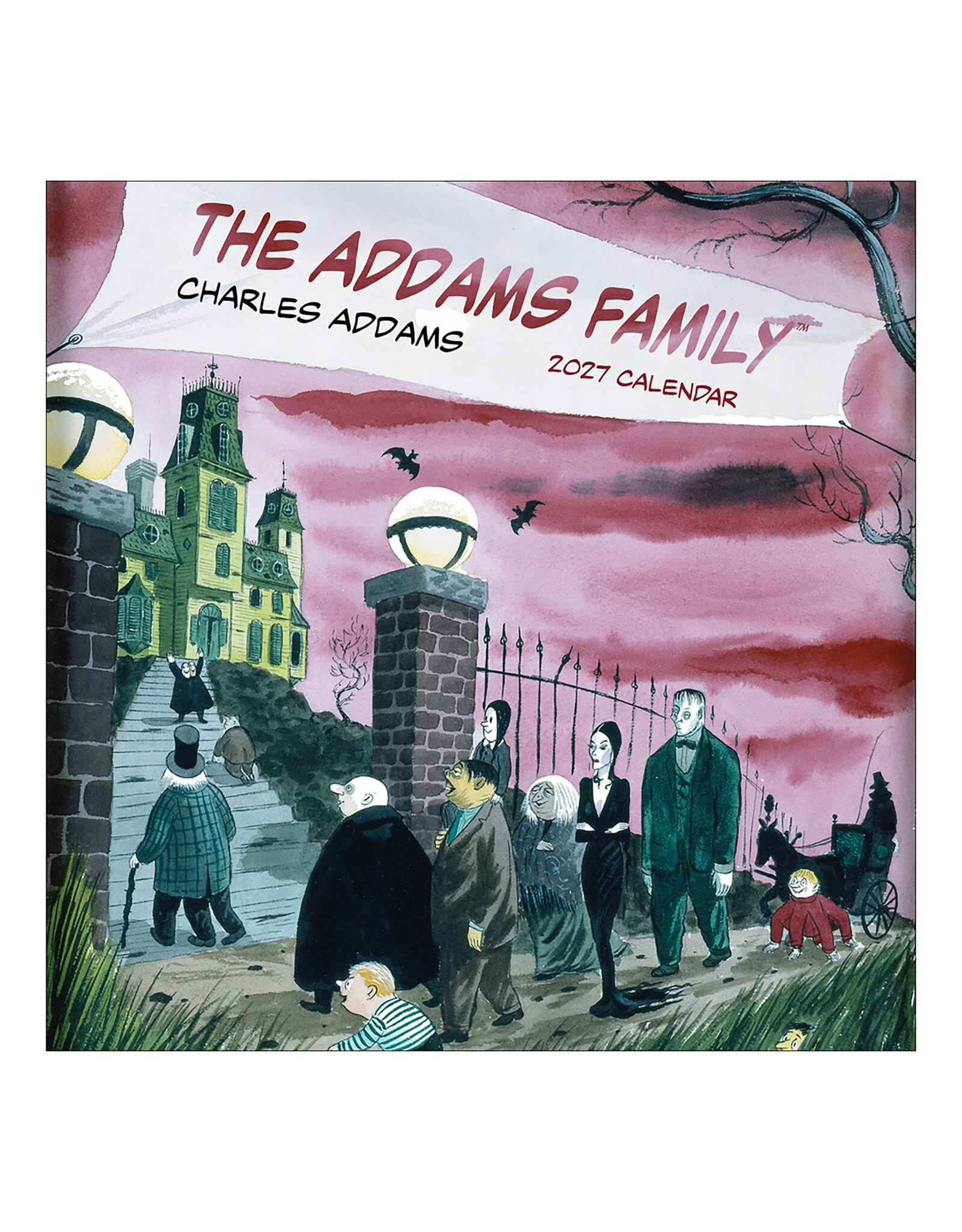 Pomegranate Charles Addams: The Addams Family 2027 Wall Calendar