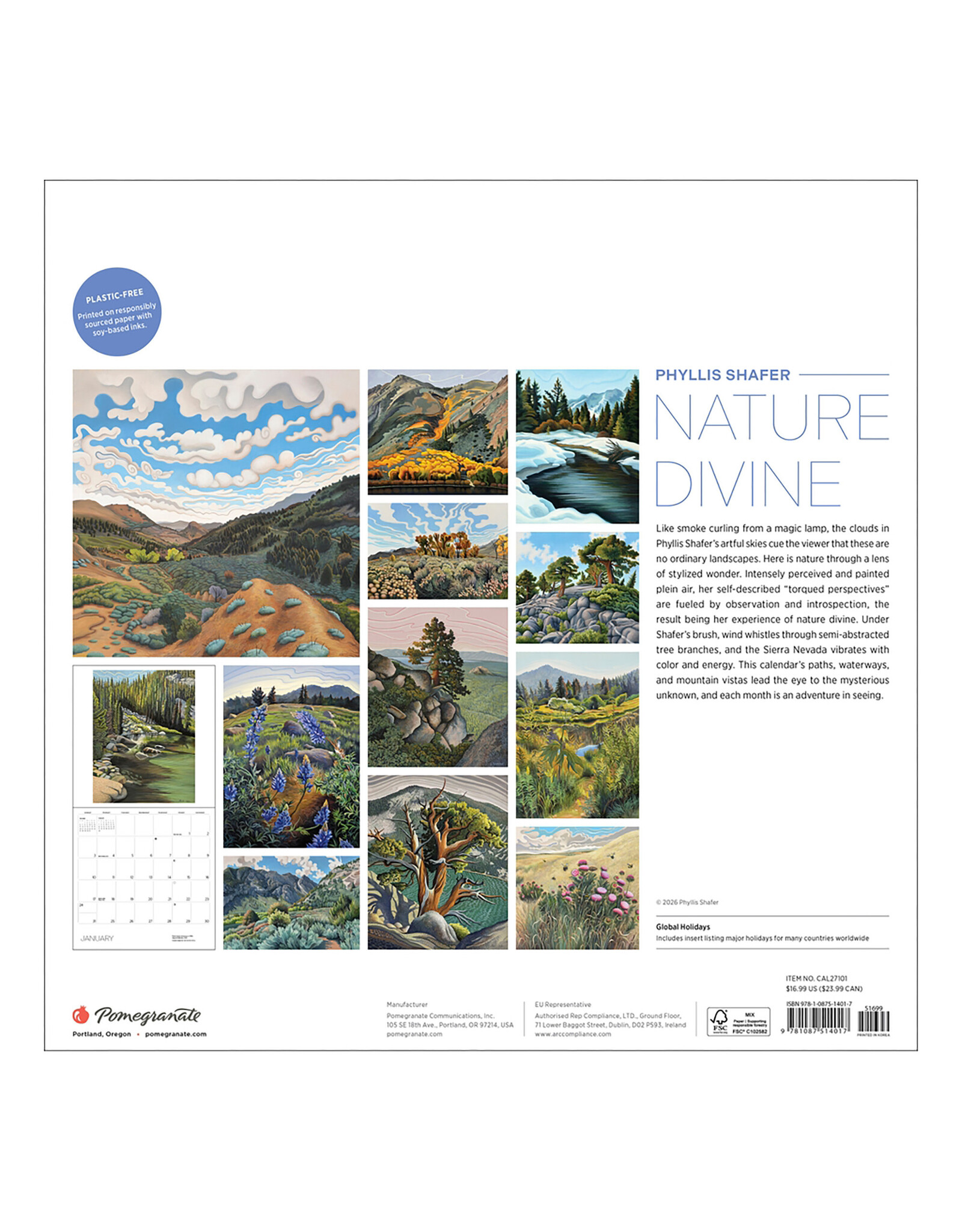 Pomegranate Phyllis Shafer: Nature Divine 2027 Wall Calendar
