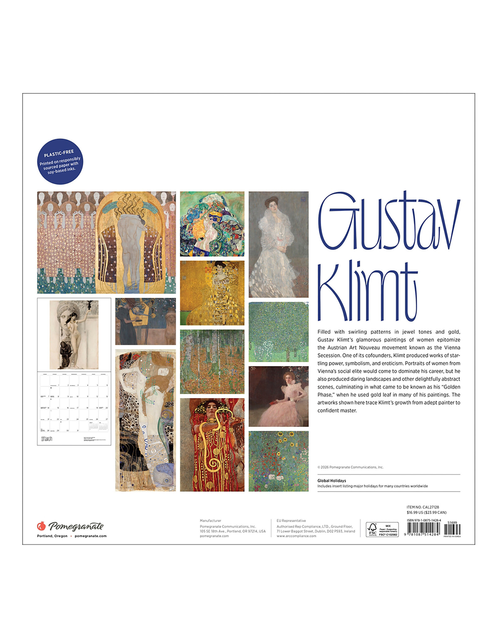 Pomegranate Gustav Klimt 2027 Wall Calendar