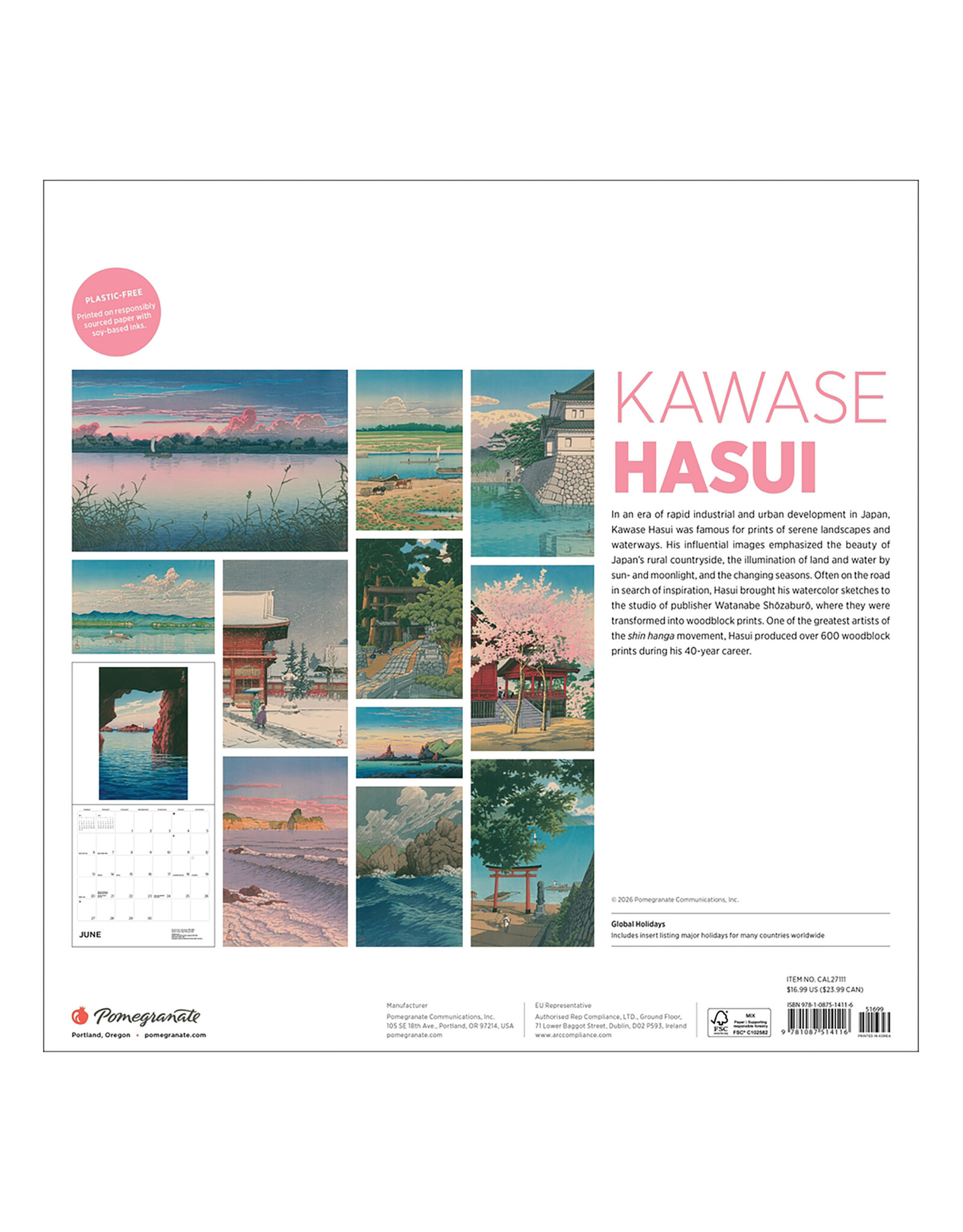 Pomegranate Kawase Hasui 2027 Wall Calendar