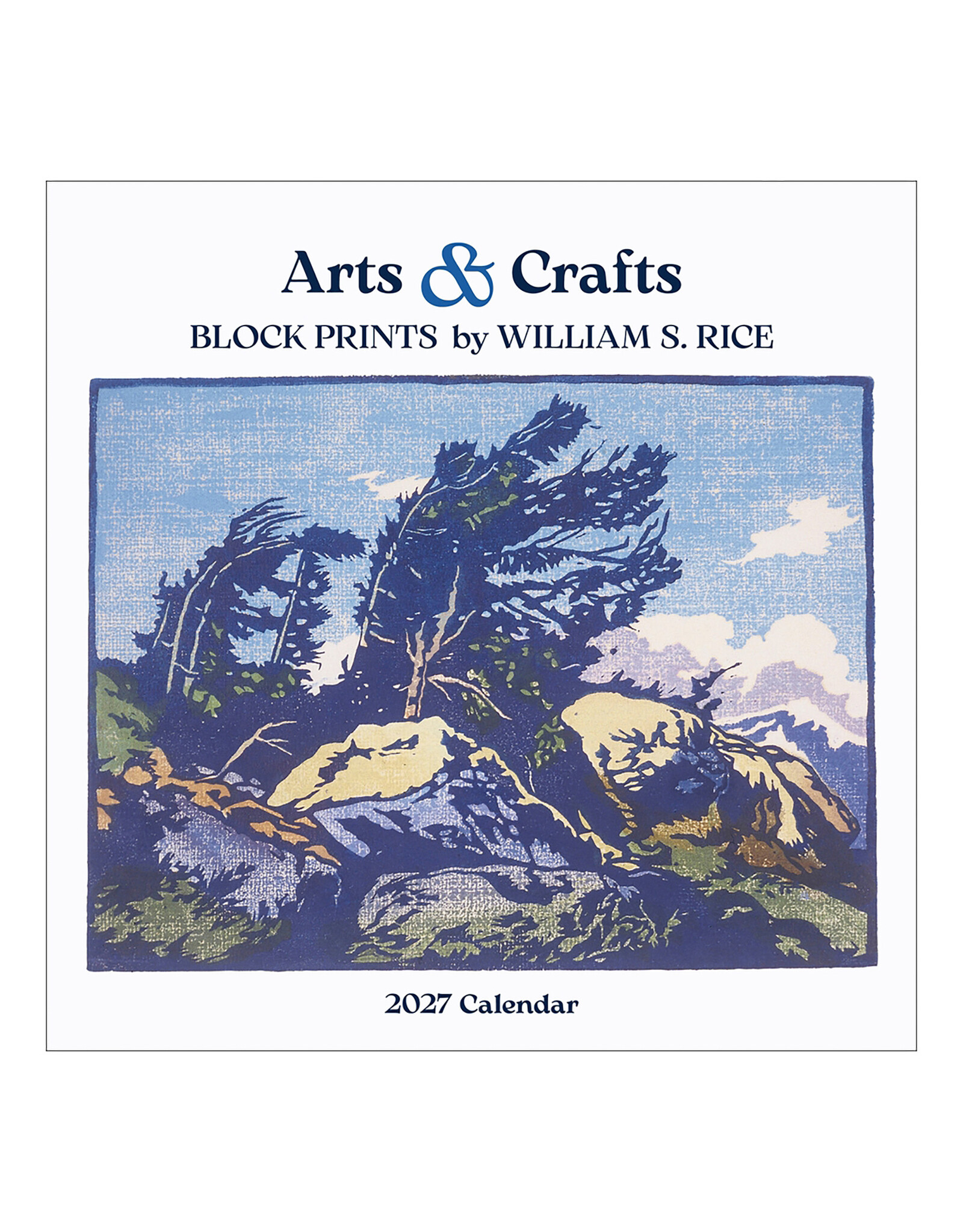 Pomegranate Arts & Crafts Block Prints by William S. Rice 2027 Wall Calendar