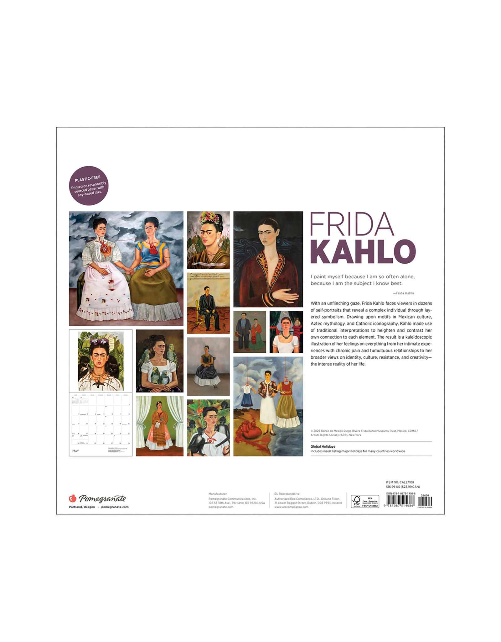 Pomegranate Frida Kahlo 2027 Wall Calendar