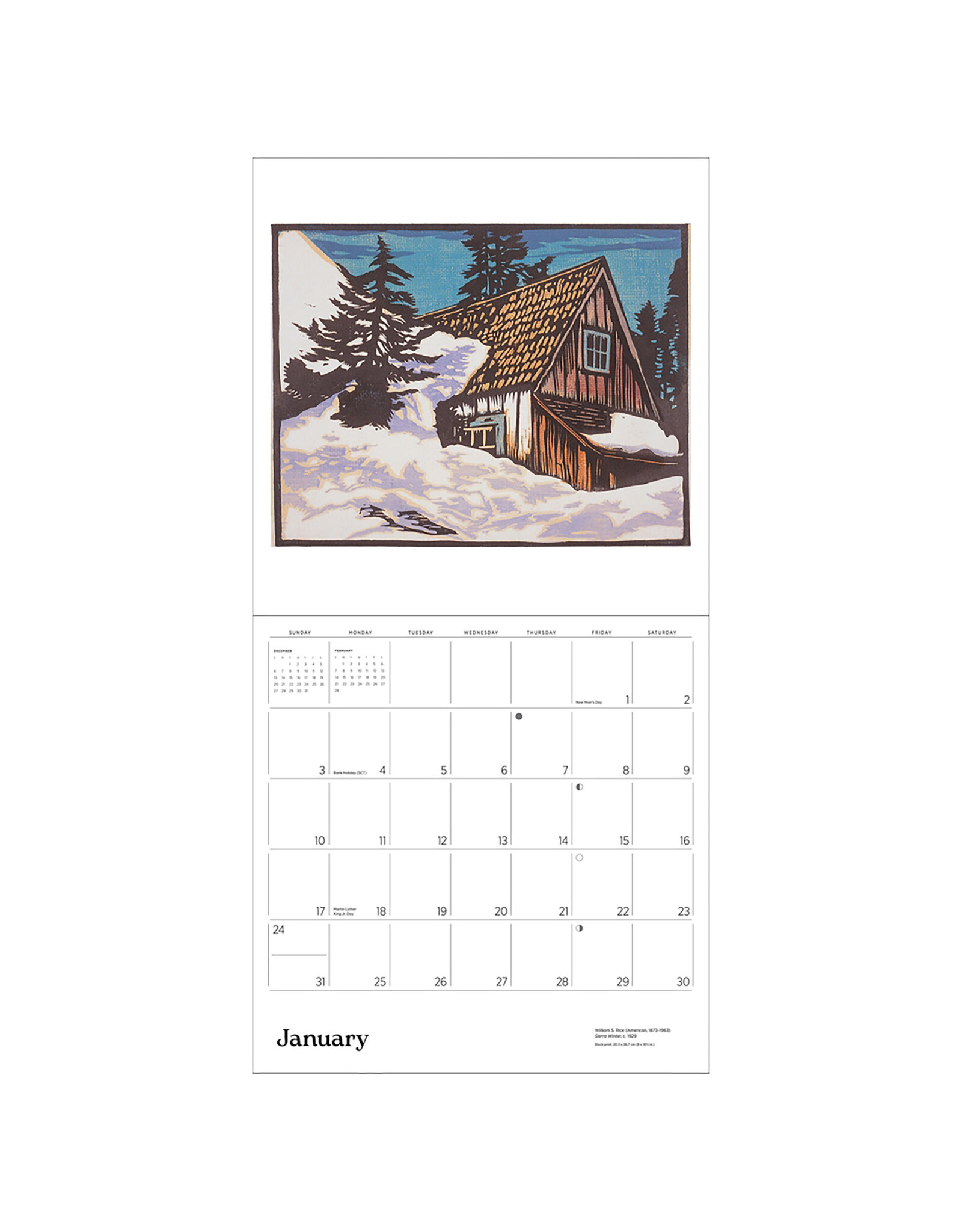 Pomegranate Arts & Crafts Block Prints by William S. Rice 2027 Wall Calendar