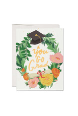 Red Cap Cards Graduation Wreath A2 Greeting Card