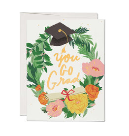 Red Cap Cards Graduation Wreath A2 Greeting Card