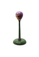 Vintage Hand-Painted Flapper Doll Green and Purple Wooden Hat Stand