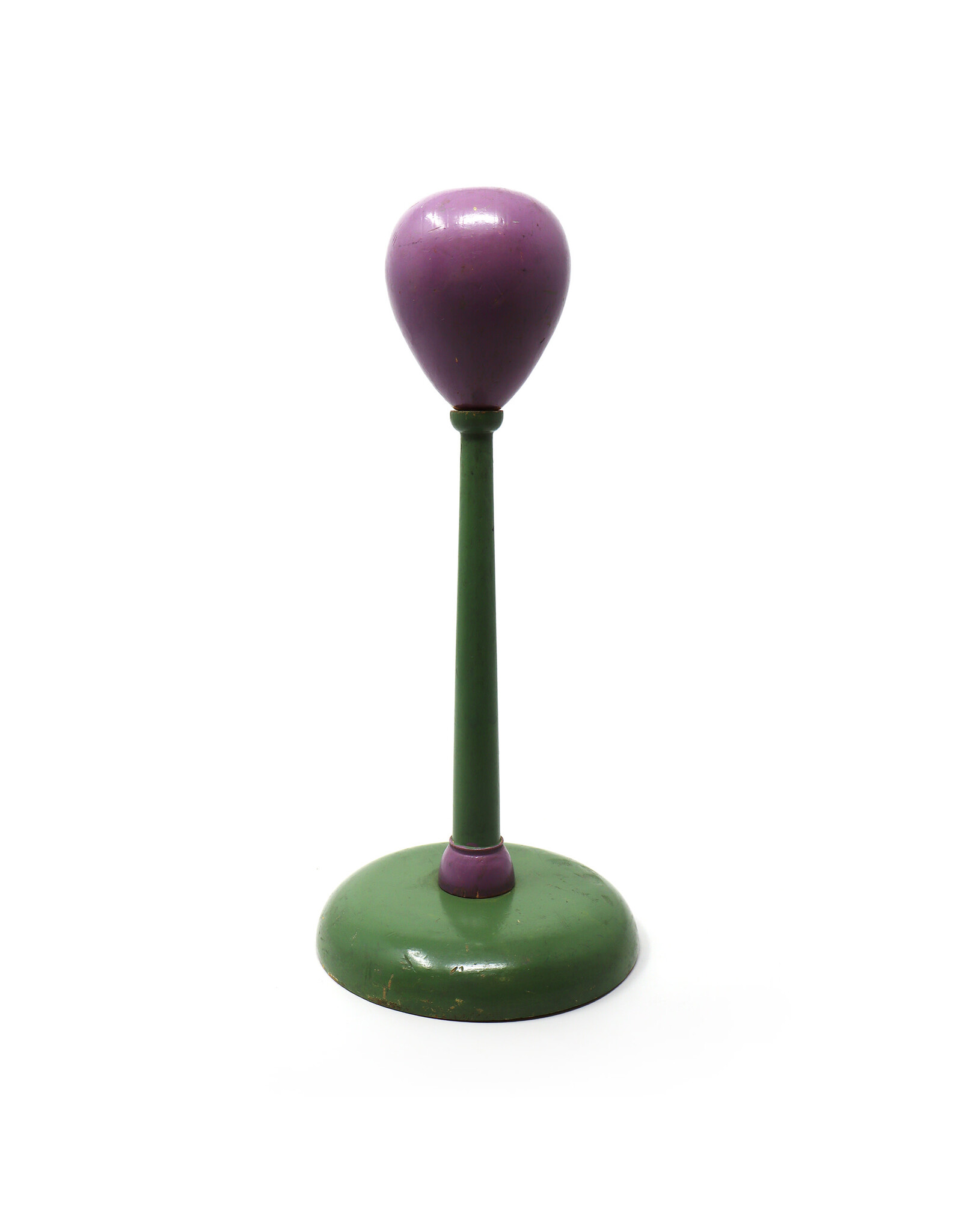 Vintage Hand-Painted Flapper Doll Green and Purple Wooden Hat Stand