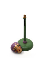 Vintage Hand-Painted Flapper Doll Green and Purple Wooden Hat Stand