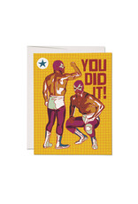 Red Cap Cards Luchador Congrats A2 Greeting Card