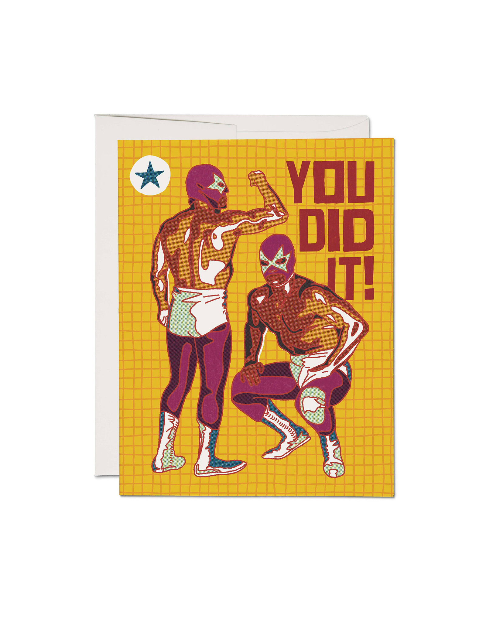 Red Cap Cards Luchador Congrats A2 Greeting Card