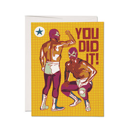 Red Cap Cards Luchador Congrats A2 Greeting Card
