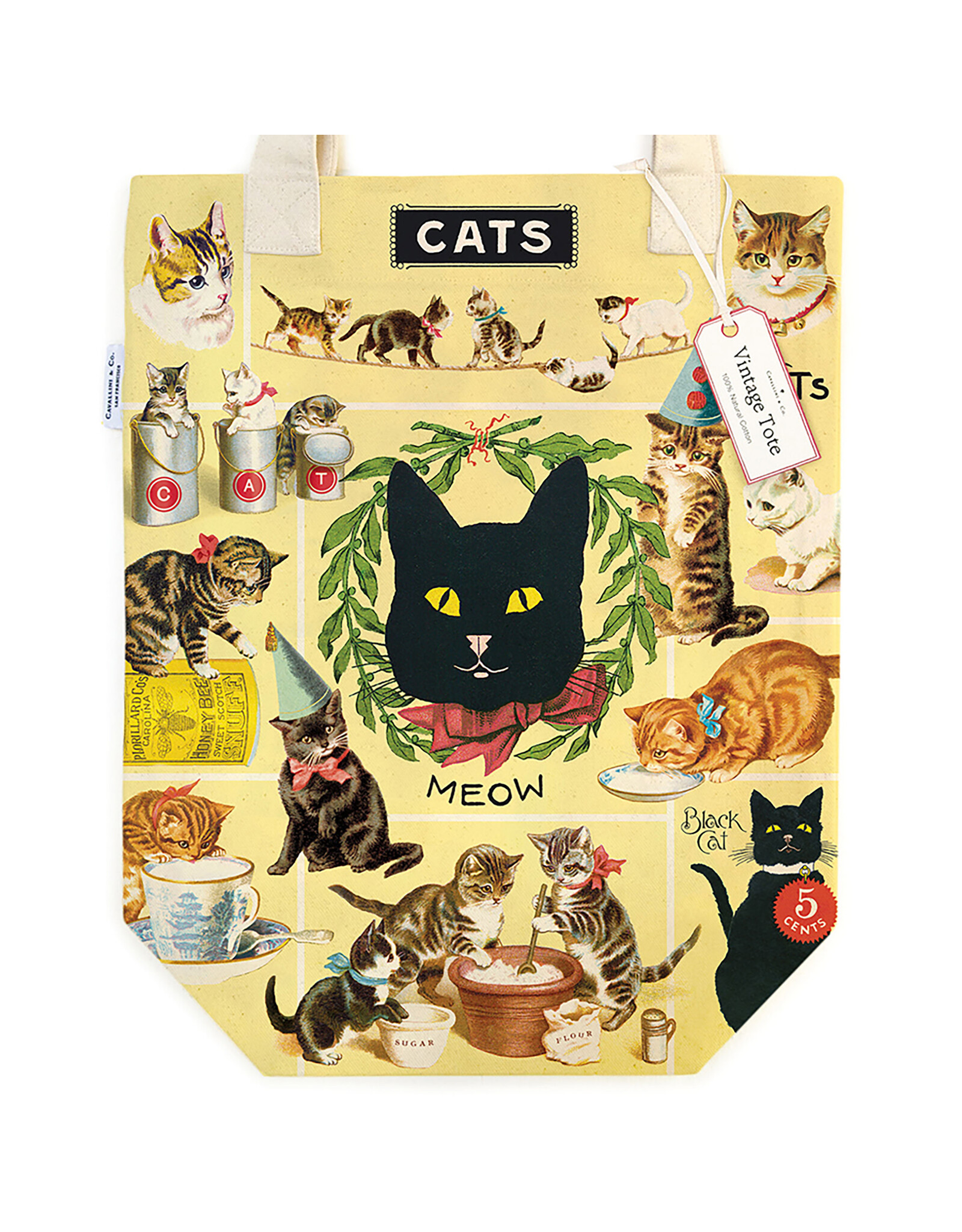 Cavallini Papers & Co. Vintage Cats Tote Bag  TB/VINCAT