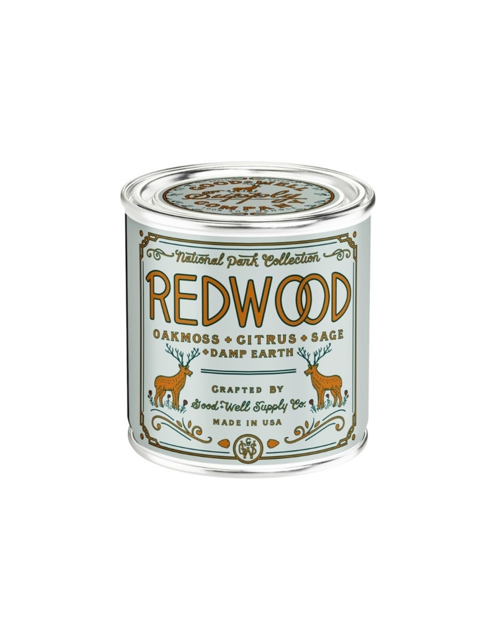 Good & Well Supply Co. Half-Pint Redwood Candle - Oakmoss, Sage, Citrus & Damp Earth