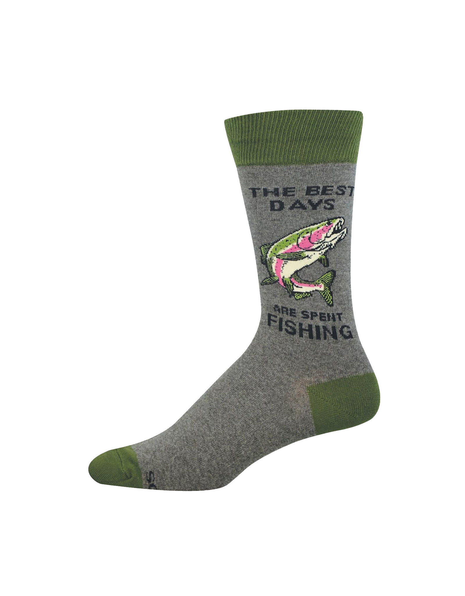 Socksmith Design Day Spent Fishing 10-13 Men's Crew Socks