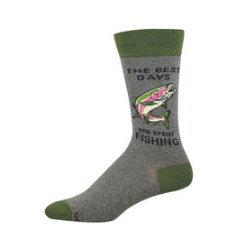 Socksmith Design Day Spent Fishing 10-13 Men's Crew Socks