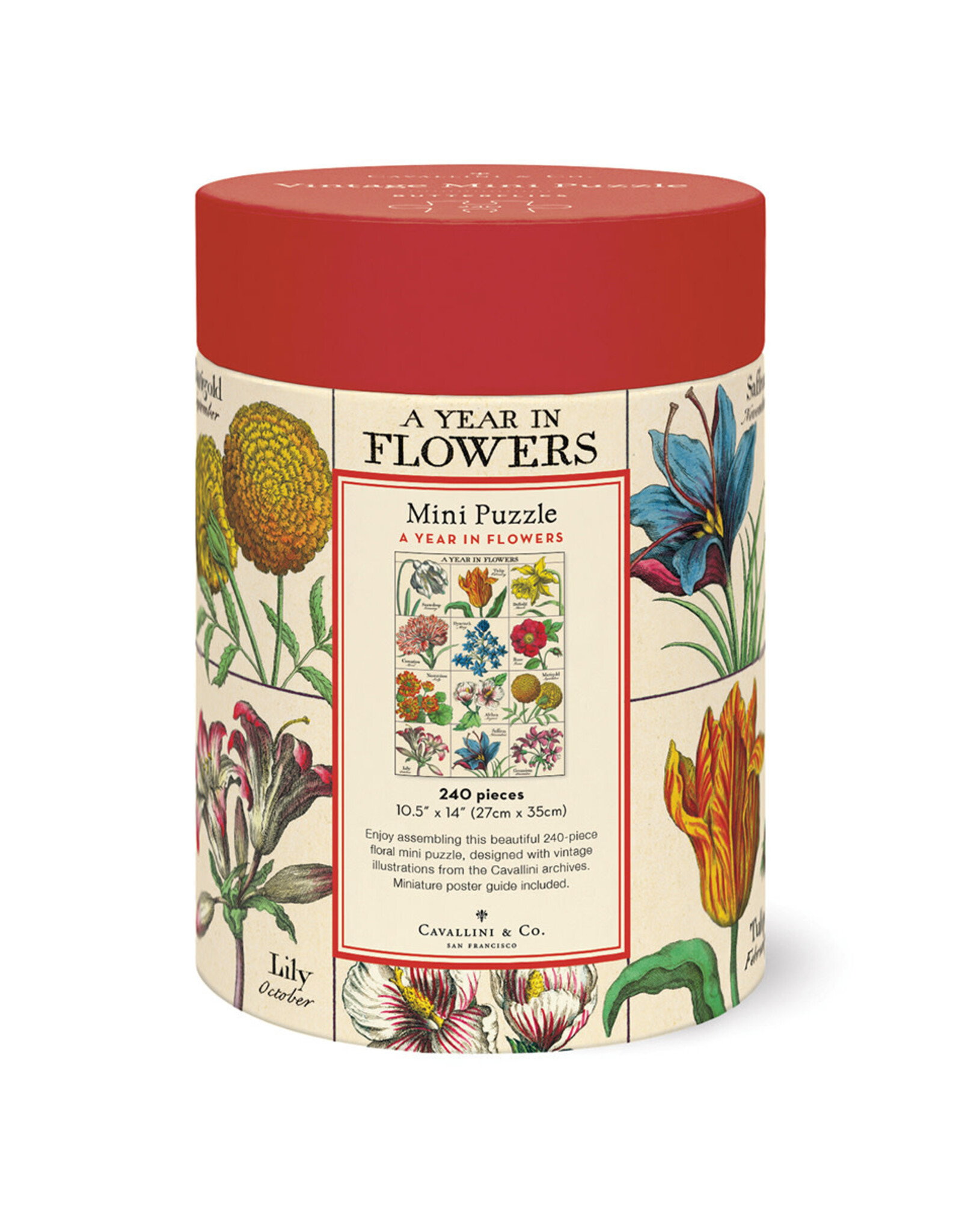 Cavallini Papers & Co. A Year in Flowers Mini Puzzle 240 Pcs