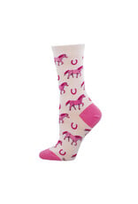 Socksmith Design Fuchsia Horse Society 9-11 Women's Crew Socks