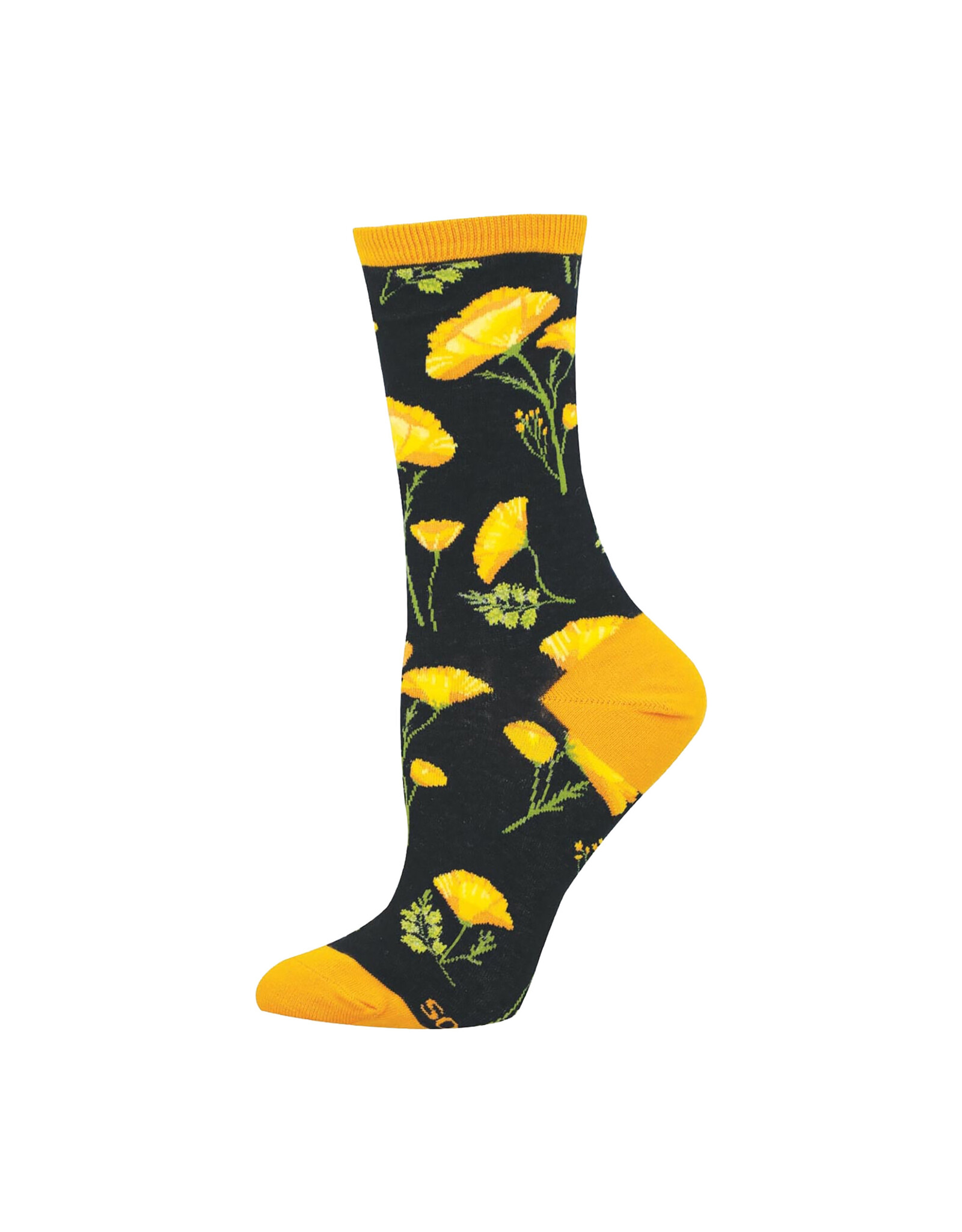 Socksmith Design California Poppies 9-11 Women's Crew Socks