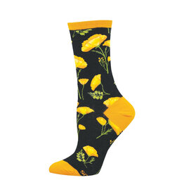 Socksmith Design California Poppies 9-11 Women's Crew Socks