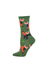 Socksmith Design Red Pandamonium 9-11 Women's Crew Socks